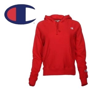 Champion Orignl Red Oversized Super Fleece Reverse Weave Hooded Sweatshirt XS-M